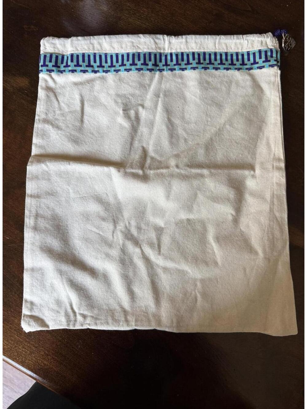 Tory Burch Cream Cotton Drawstring Dust Bag with Logo Trim